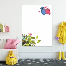 Magnetic dry-erase board for kids featuring colorful owls and flowers on a white background.