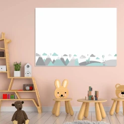 Magnetic dry-erase board for kids with animals and mountains, ideal for bright children\'s room decor.