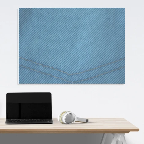 Dry-erase magnetic board in denim design 158 - Features a blue fabric pattern resembling denim texture.