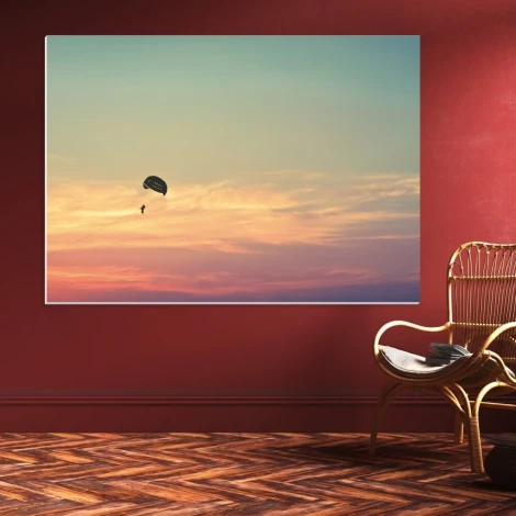 Dry-erase magnetic board 289 - Room setup with red walls and wooden plank flooring.