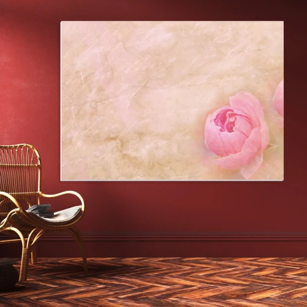 Magnetic whiteboard rose 201 - Styled in a room with a red wall and Scandinavian furniture.