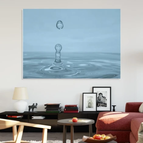 Water-resistant whiteboard in a modern living room setup with light-colored walls and furniture.