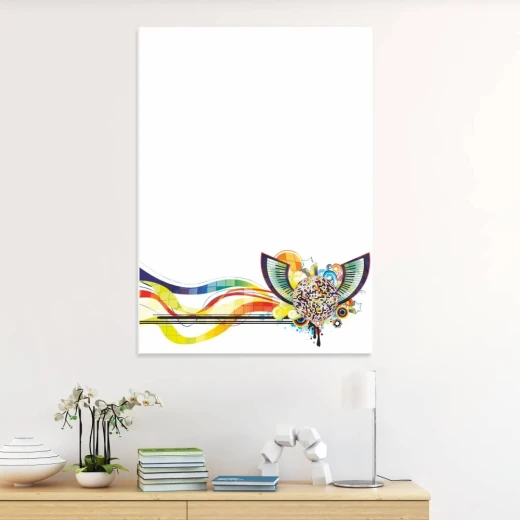 Magnetic whiteboard music 152 - Office arrangement with light-colored walls and minimalist furniture.