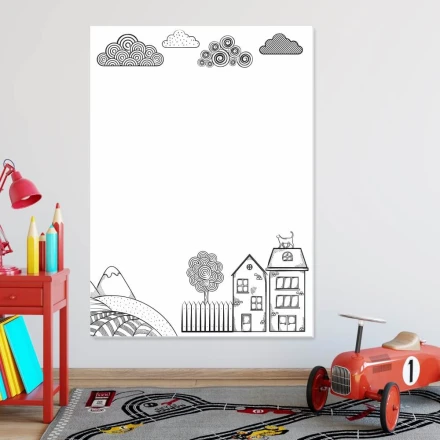 Dry Erase Magnetic Whiteboard For Children, Houses 494