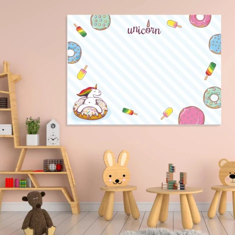 Magnetic dry-erase board for kids featuring a unicorn, perfect for brightening up a child\'s room.