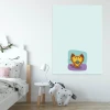 Magnetic dry-erase board for kids featuring a cat, styled in a bright children\'s room with light walls and furniture.