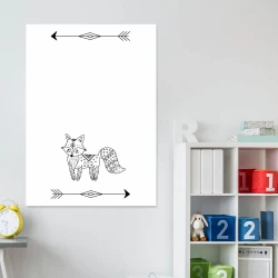 Dry-erase magnetic board for kids featuring a fox design on a white background.