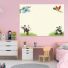 Dry-erase magnetic board for kids featuring pandas - Ideal for a pink-themed children\'s room with matching furniture.