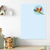 Dry-erase magnetic board for kids, parrot design - perfect for a bright children\'s room.