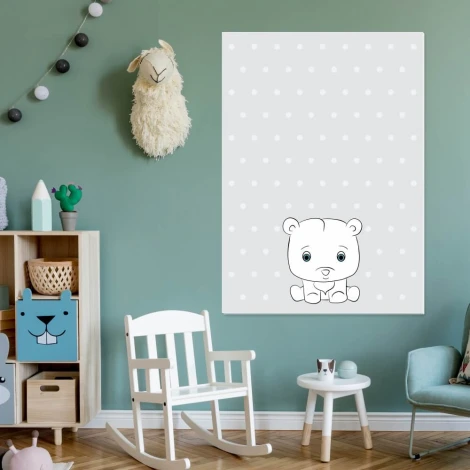 Dry-erase magnetic board for kids featuring a dog design, perfect for a green-themed children\'s room.