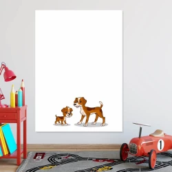 Dry-erase magnetic board for kids featuring two cartoon-style dogs, one larger and one smaller.