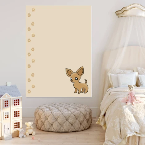 Dry-erase magnetic board for kids featuring a puppy design, perfect for brightening up a child\'s room.