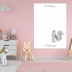 Dry-erase magnetic board for kids featuring a squirrel design, perfect for a pink-themed children\'s room.