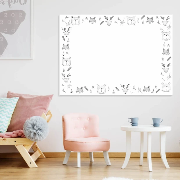 Dry-erase magnetic board for kids featuring animal and plant illustrations, design 485.