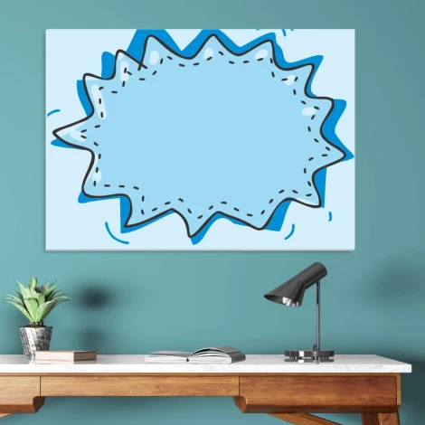 Dry-erase magnetic board Dymek 452 - Graphic design. Blue shape with wavy edges on a light background.