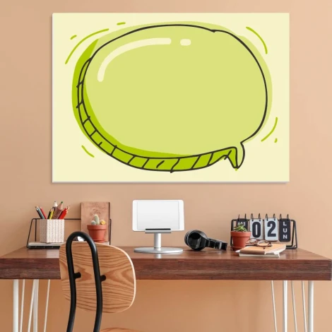 Dry-erase magnetic board Dymek 453 - Graphic design. Green smoke with outlines on a light background.