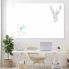 Dry-erase magnetic board with deer design 456 - Features a deer outline and geometric patterns on a white background.