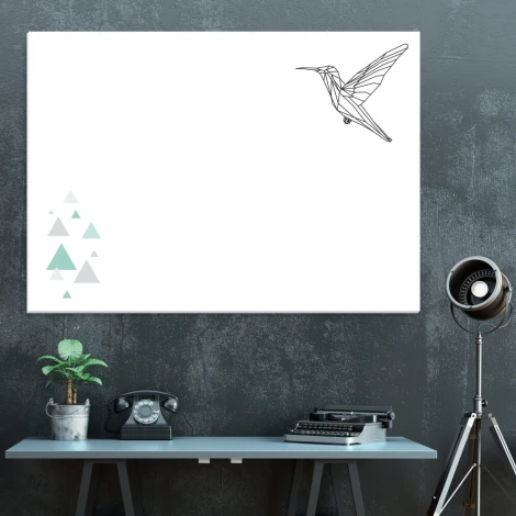 Magnetic whiteboard Koliber 455 - Graphic design featuring a geometric bird illustration.