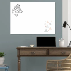 Dry-erase magnetic board wolf 457 - Graphic design featuring a geometric wolf silhouette and pastel triangles.