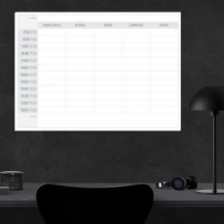 Magnetic dry-erase weekly planner board 299 Polish version - Simple rectangular board with grid design.