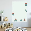 Dry-erase magnetic board camping 552 - Graphic design with colorful elements: house and flashlight on a white background.