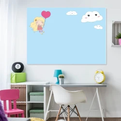 Dry-erase magnetic board for girls, cloud design 576 - Perfect for a bright children\'s room decor.