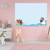 Magnetic dry-erase board for kids featuring dogs, perfect for a pink-themed children\'s room with matching furniture.