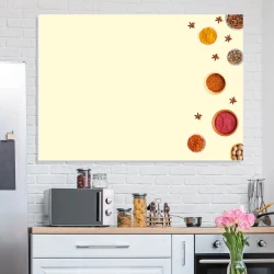 Magnetic dry-erase board for kitchen spices - Modern kitchen design with light-colored walls and furniture.
