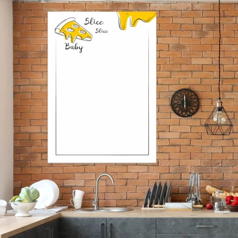 Dry-erase magnetic board for kitchen slice slice baby 543 - Graphic design featuring a slice of pizza.