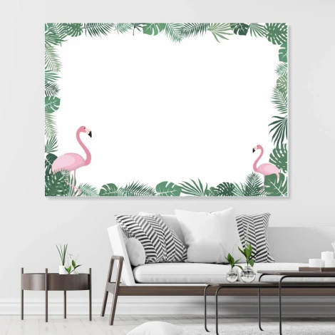 Magnetic dry-erase board with flamingos 497 - Styled in a modern living room with light-colored walls.