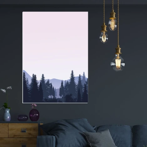 Magnetic whiteboard mountains 547 - Living room arrangement with dark walls and muted furniture colors.