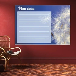 Dry-erase magnetic board daily planner Dmuchawiec 355 - Styled in a room with a red wall. Woven details visible.
