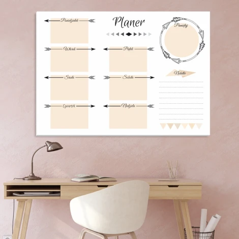 Magnetic whiteboard weekly planner 406 - Office setup with light-colored walls and minimalist furniture.