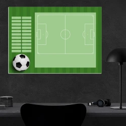 Dry-erase magnetic board for football training 390 - Graphic design. Green field with white pitch lines.