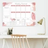 Magnetic dry-erase weekly planner 415 - Graphic design with leaves and pastel spots, spaces for each day.