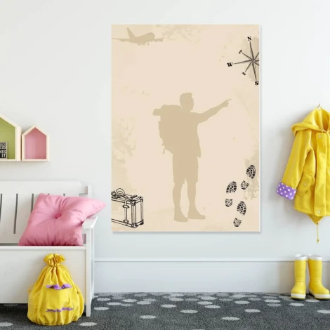 Magnetic whiteboard expedition 549 - Decorated in a child\'s room with light walls and pastel furniture.