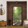 Forest door wallpaper P87 - Living room setup with light walls, wooden accents, and natural light.