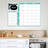 Magnetic dry-erase menu board 432 - Kitchen setup with white walls and wooden furniture accents.