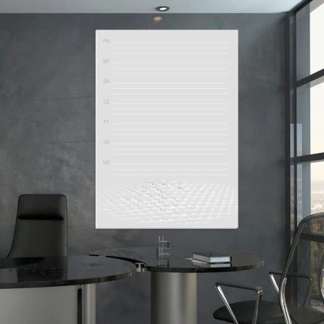 Weekly planner magnetic whiteboard 426 - Office setup with dark walls and modern furniture.