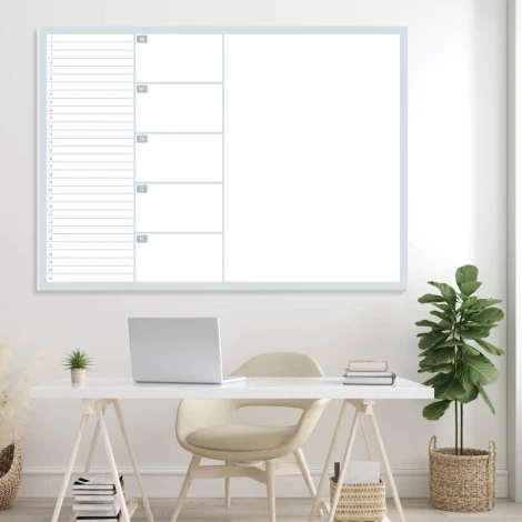 Weekly planner dry-erase magnetic board 507 - Office setup with light-colored walls, minimalist style.
