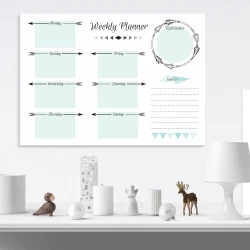 Magnetic dry-erase board Weekly planner 405 - Graphic design with simple rectangles and arrows.
