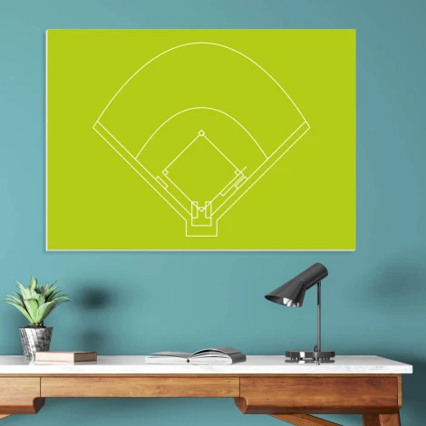 Tactical dry-erase board 182 for baseball - Office setup with blue walls and a light table.