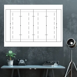 Tactical dry-erase board 183 for rugby - Simple graphic design showing a rugby field with lines.