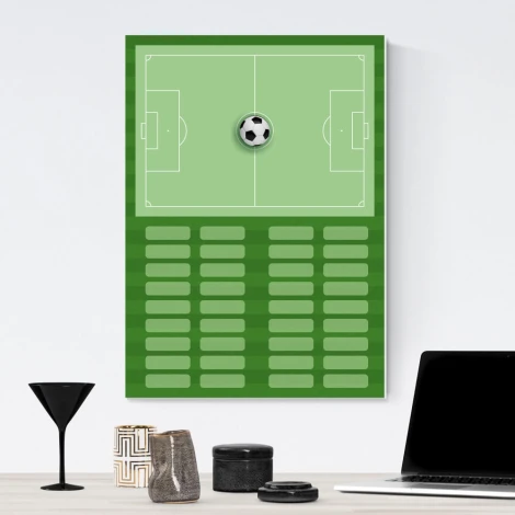 Football coaching tactical board 393, dry-erase - Set in a modern room with light-colored walls.