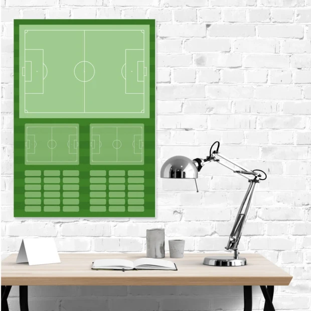 Dry-erase tactical board for soccer coaches 392 - Graphic design featuring a soccer field layout.