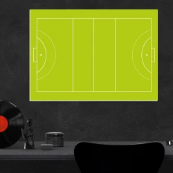 Tactical dry-erase coaching board 185 for field hockey - Graphic design. Green surface with field outlines.