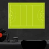 Tactical dry-erase coaching board 185 for field hockey - Graphic design. Green surface with field outlines.