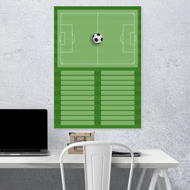 Tactical football coach board 394, magnetic, dry-erase - Graphic design featuring a soccer field.