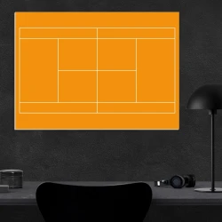 Tactical dry-erase coaching board 180 for tennis - Simple graphic design with color-coded sections.