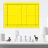 Tactical dry-erase coach board for badminton 181 - Graphic design with yellow background and black lines for divisions.